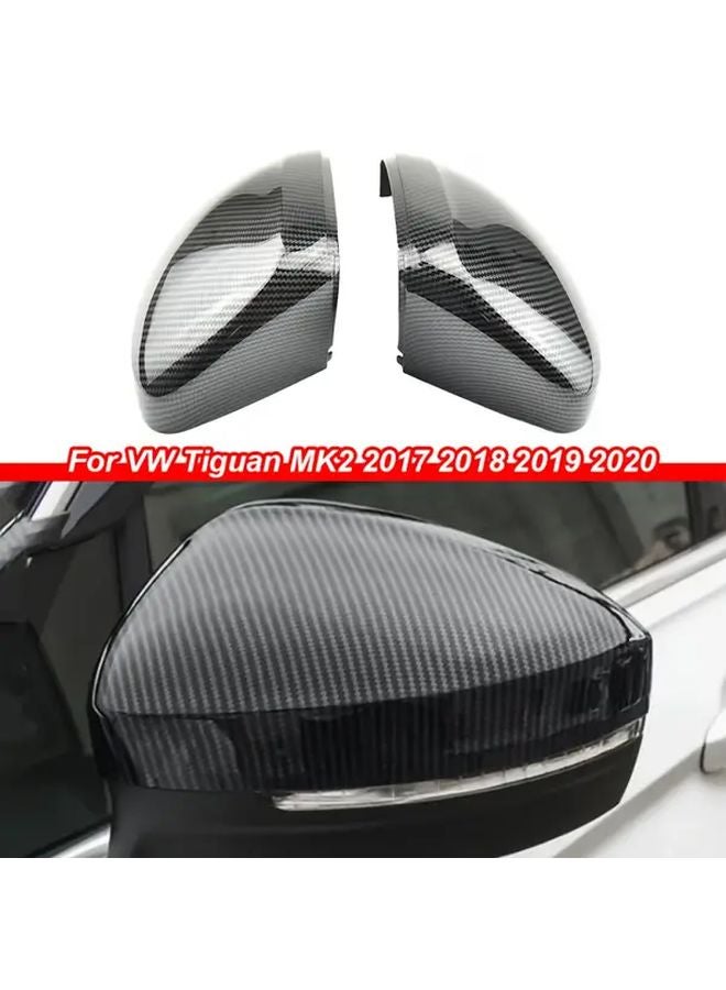 غطاء مرآة من الأبيض ABS بنمط الكربون لفولكس فاجن تيجوان MK2 2017-2020 - Image 4